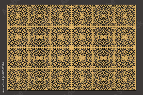 Seamless pattern for laser cutting or cnc routing decorative panel with arabesque motif vector