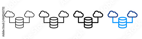 Cloud Database Icon Multiple Outline Collection Set