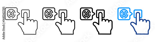 Fingerprint Scan Icon Multiple Outline Collection Set