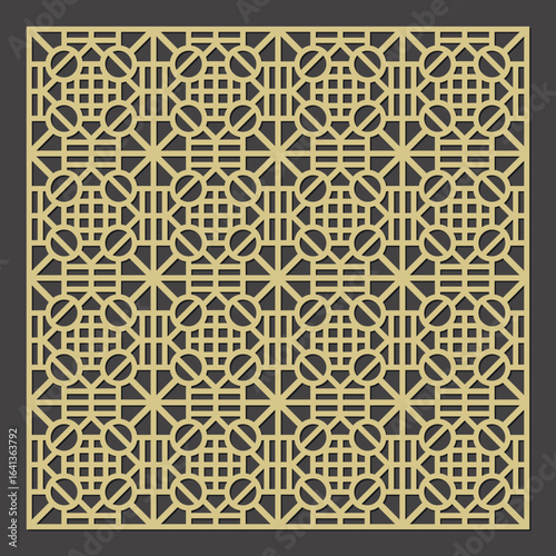 Geometric repeating pattern for laser cutting or cnc routing in a square frame vector