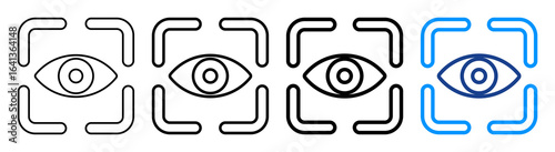 Eye Recognition Icon Multiple Outline Collection Set