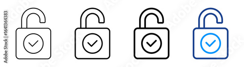Unlock Icon Multiple Outline Collection Set