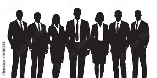 Silhouette of a Diverse Business Team in Suits