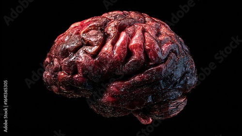 Colorful brain illustration, detailed anatomical features in vibrant hues, conceptual representation of thoughts and creativity.