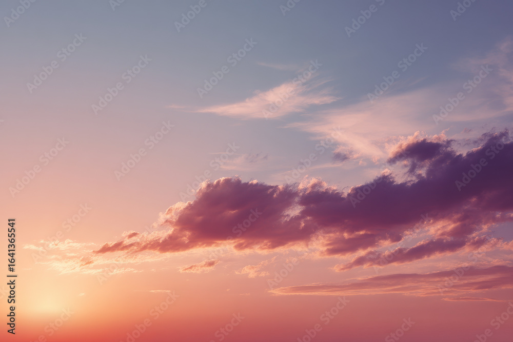 Fototapeta premium photorealistic ultraminimalist depiction of bright sunset sky with single cloud