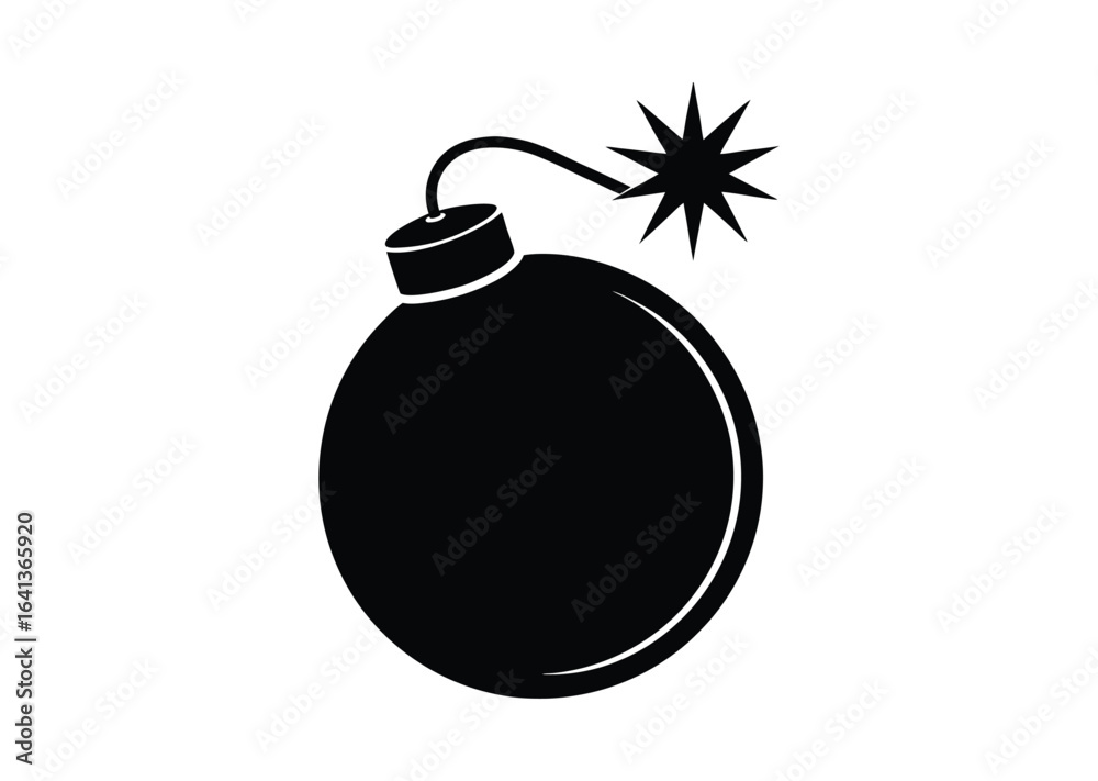 Bomb silhouette black vector white background Bomb silhouette black vector white background