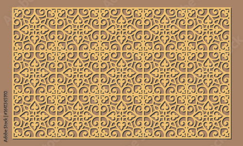 Schilderij op canvas Seamless decorative laser cut panel pattern with intricate arabesque scrollwork