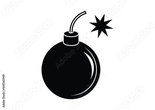 Bomb silhouette black vector white background