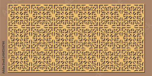 Seamless geometric pattern for laser cutting or cnc routing, intricate arabesque style decorative panel design vector