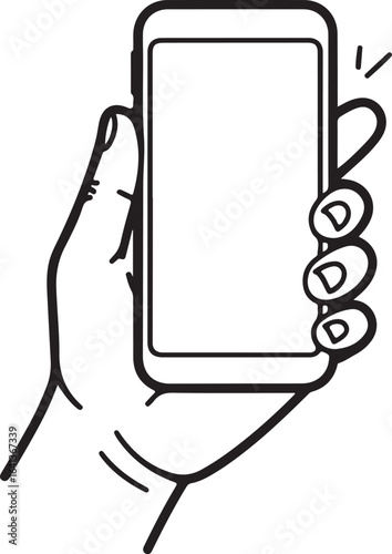 Hand holding a smartphone with a blank screen mobile device