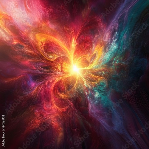 Ethereal Nexus A convergence of surreal energies forming a radiant nexus of cosmic power intense and abstract