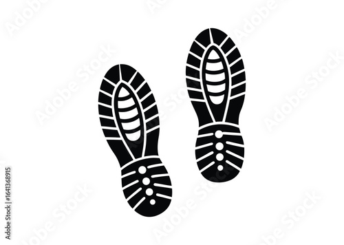 Pair of running shoe prints silhouette black vector white background