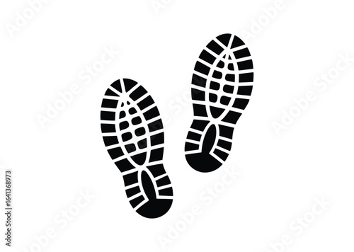 Pair of running shoe prints silhouette black vector white background