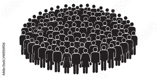 Large Group of People Icon Circular Crowd Illustration