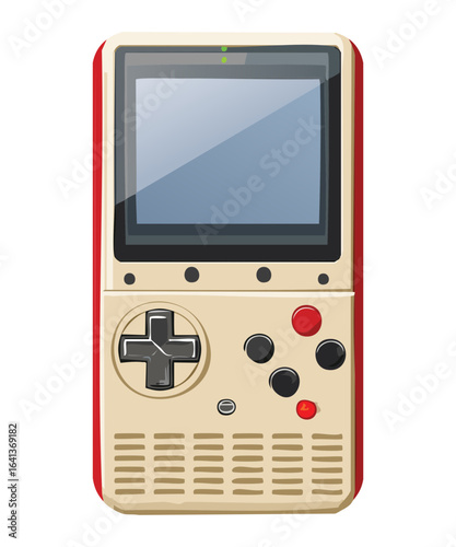 Cream and black handheld console with a retro design, representing the golden era of portable gaming technology