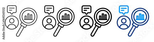 Qualitative Research Icon Multiple Outline Collection Set