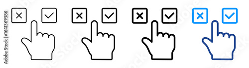 Yes Or No Icon Multiple Outline Collection Set