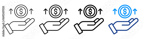 Earnings Icon Multiple Outline Collection Set