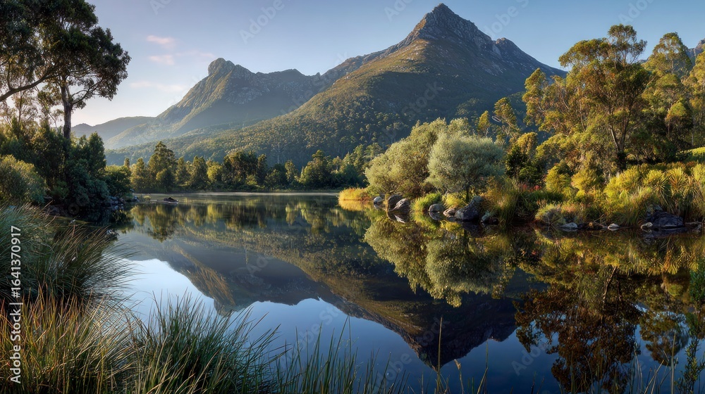 Obraz premium Mountain lake reflection scenic view