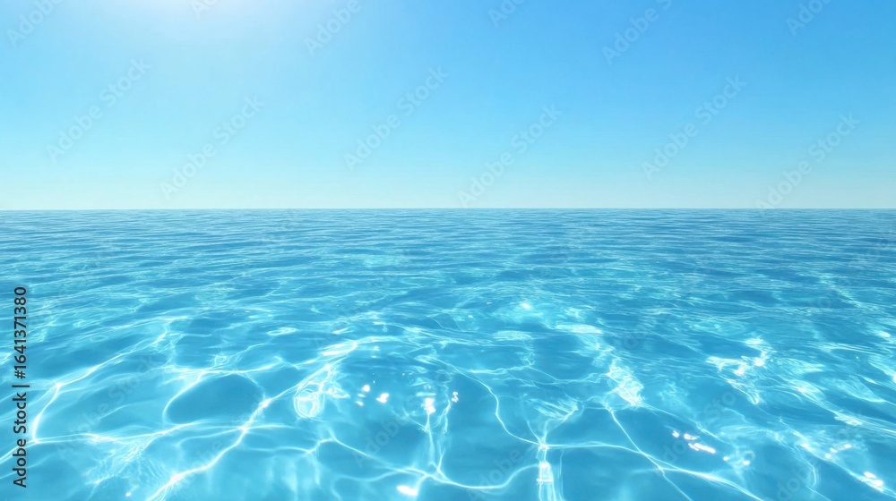 Fototapeta premium Tranquil Blue Ocean Surface Under Clear Bright Sky