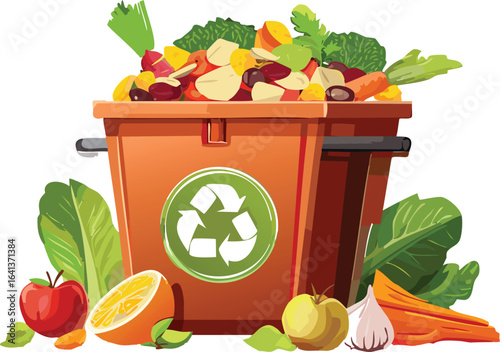 Compost Bin Filled with Organic Food Scraps