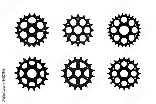Bicycle sprocket  silhouette vector, Set of Bicycle sprocket  silhouette vector 