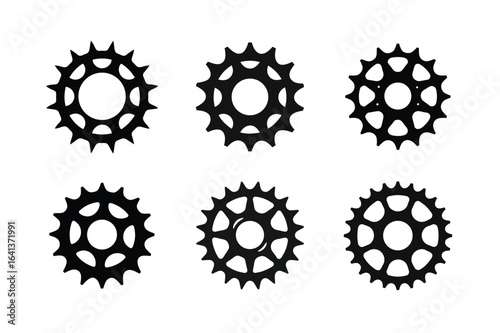 Bicycle sprocket  silhouette vector, Set of Bicycle sprocket  silhouette vector 