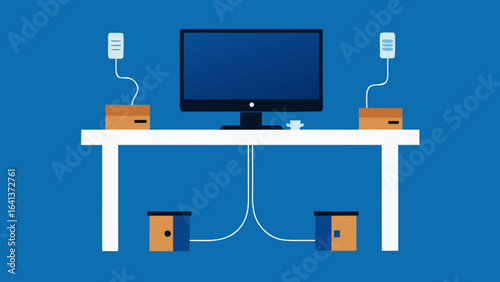 minimal desk setup dual monitors hidden cables