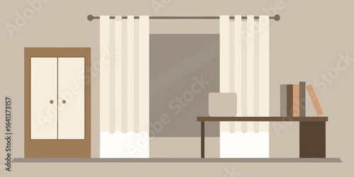 neutral toned home study linen curtains