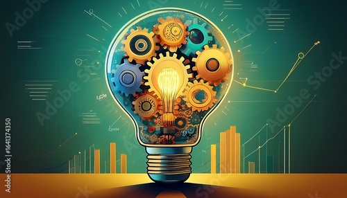 creative business concept branding goals a lightbulb with gears and charts symbolizing innovative business ideas and brand strategy