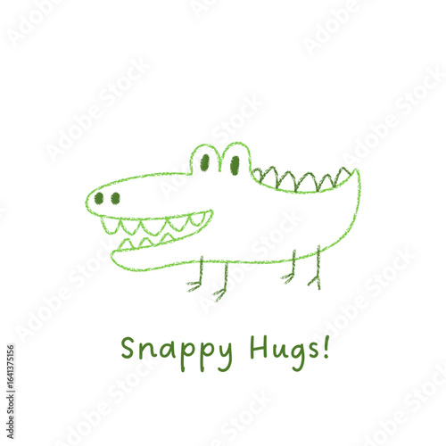 Funny crocodile postcard with cute kid friendly design