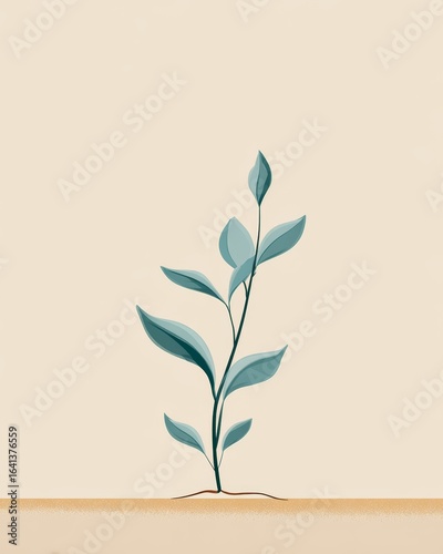 Minimalist Clean Lines illustration of a young plant shoot emerging from cracked earth symbolizing steady growth through adversity