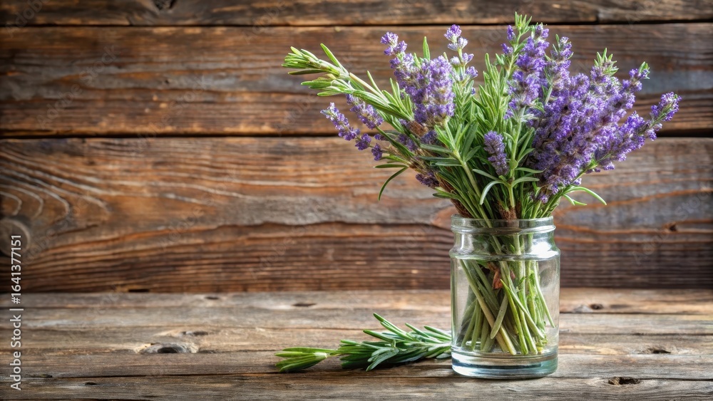custom made wallpaper toronto digitalFresh lavender and rosemary stems in a clear glass vase on a wooden table