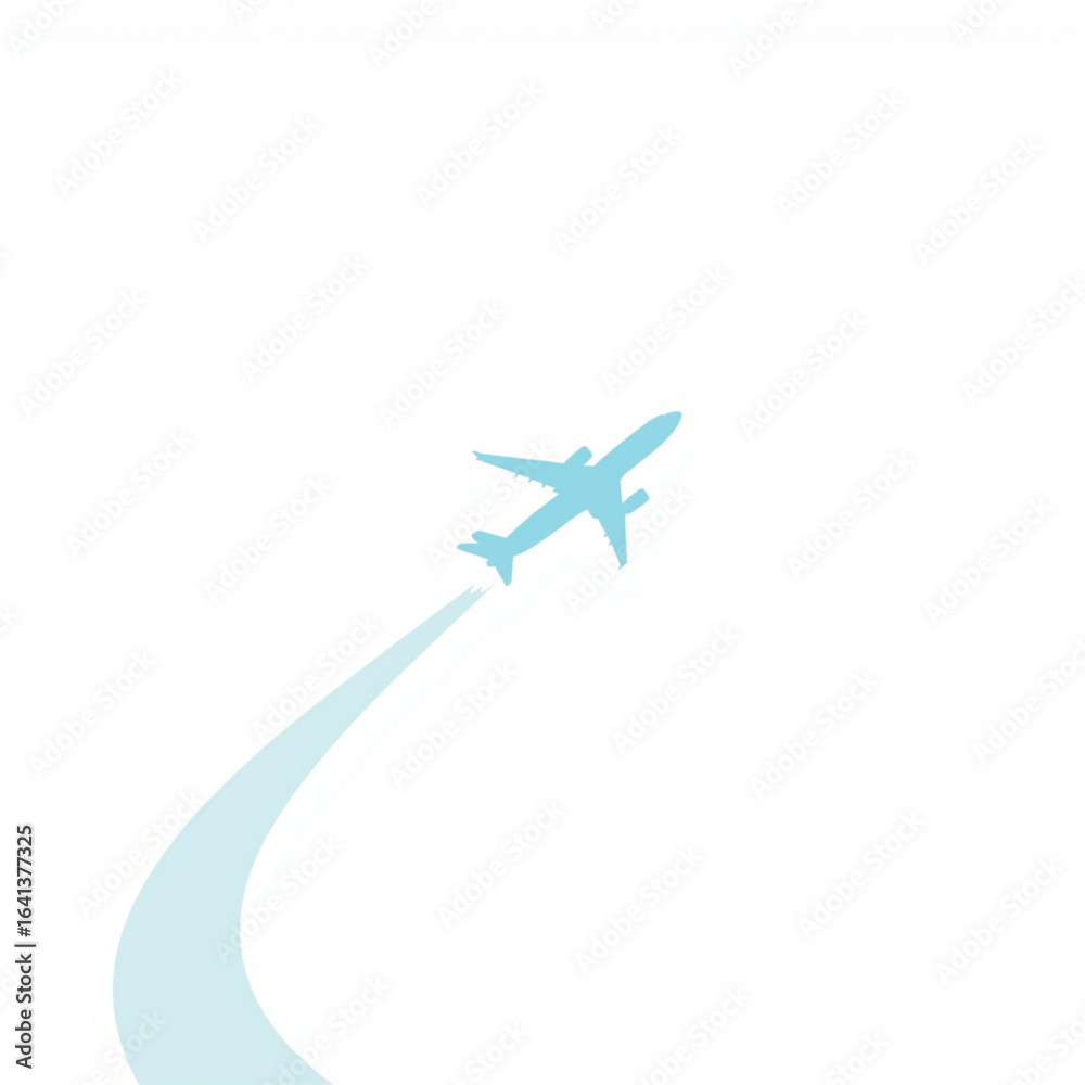 Fototapeta premium vector illustration of a blue airplane with blue lines on a white background