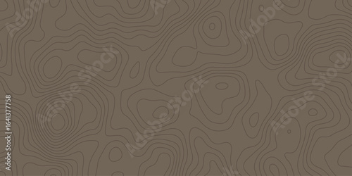 Brown contour topographic map background with abstract elevation lines, creating fluid shapes and organic curves for nature, geography, and adventure-inspired designs.