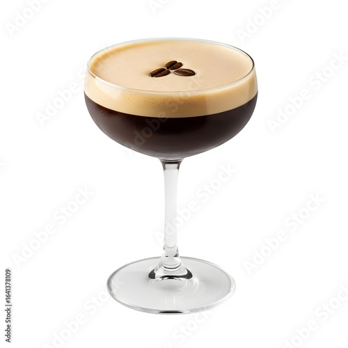 Indulge in a rich, creamy espresso martini topped with three aromatic coffee beans, perfect for sophisticated celebrations and upscale bar menus.