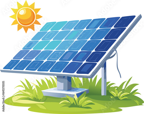Solar Panel Installed on Green Grass Field