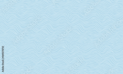 Seamless hand-drawn wavy lines pattern in light blue. Abstract gentle flowing texture background