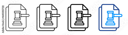 Legal Document Icon Multiple Outline Collection Set