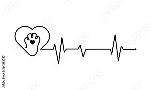 Cat heartbeat vector design on white background
