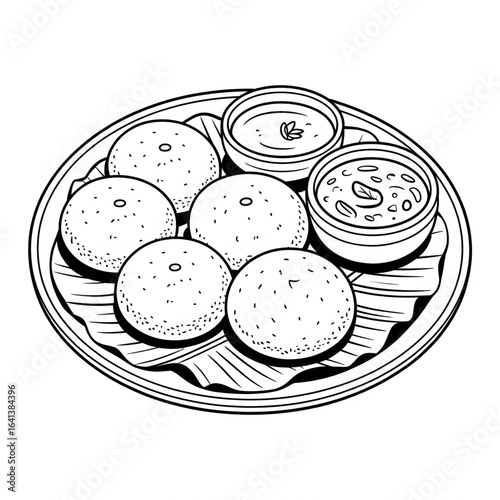 idli illustration vector style colouring page line art