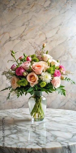 Wallpaper Mural Elegant floral arrangement on a marble table Torontodigital.ca