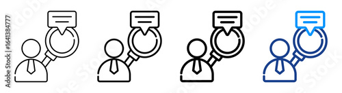 Qualitative Research Icon Multiple Outline Collection Set
