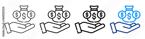 Monetary Icon Multiple Outline Collection Set