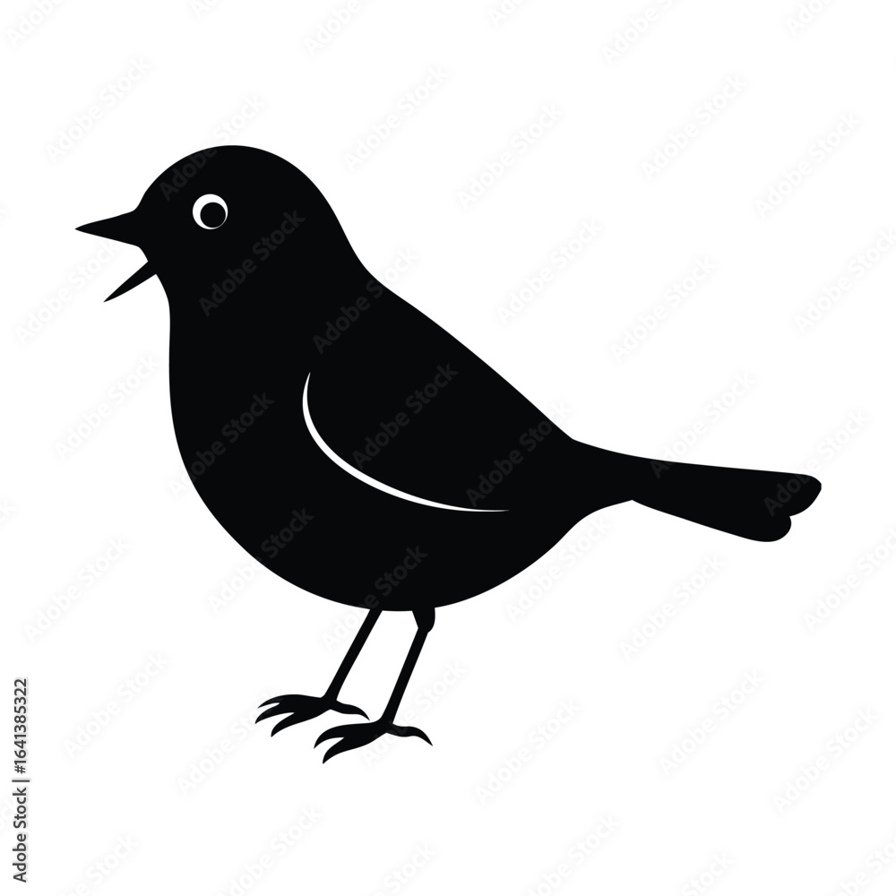 Obraz premium Black Robin silhouette vector illustration