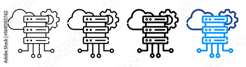 Cloud Server Icon Multiple Outline Collection Set