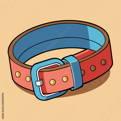Red leather dog collar buckle