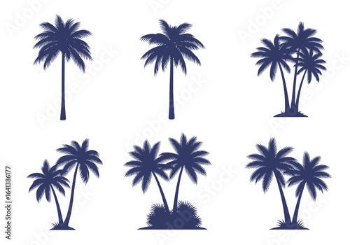 Collection of diverse palm tree silhouettes perfect for tropical beach and summer designs