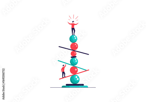 Achieving perfect equilibrium through strategic balancing and careful placement of elements on a tall structure