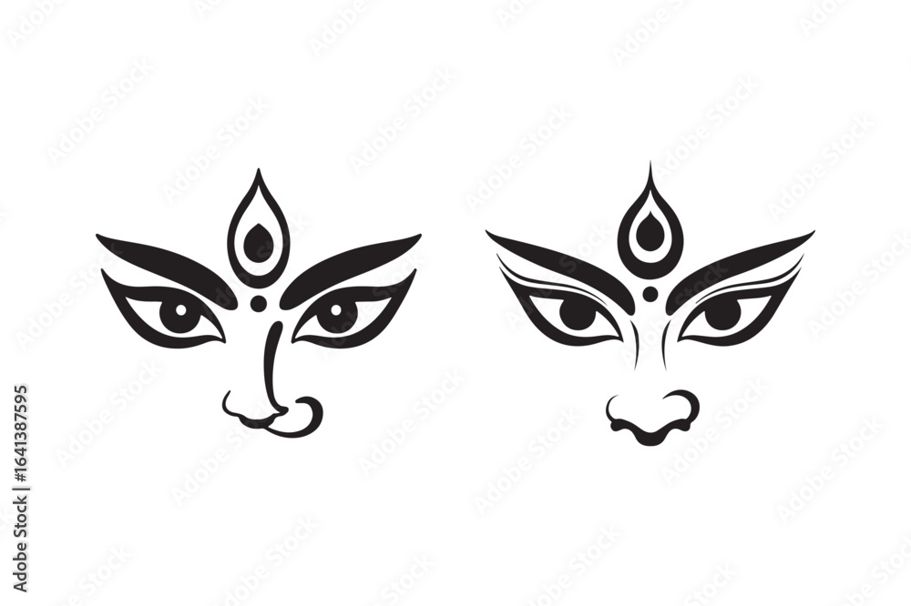 Fototapeta premium Durga eyes silhouette vector illustration